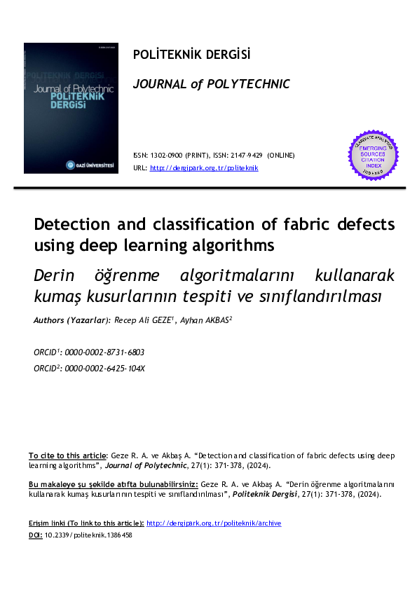 (PDF) Detection and Classification of Fabric Defects Using Deep ...