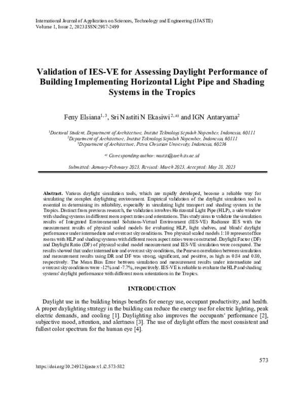 (PDF) Validation of IES-VE for Assessing Daylight Performance of ...
