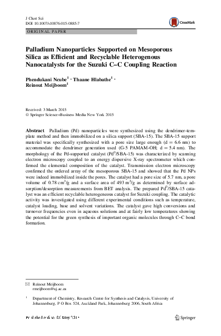 (PDF) Palladium Nanoparticles Supported on Mesoporous Silica as ...