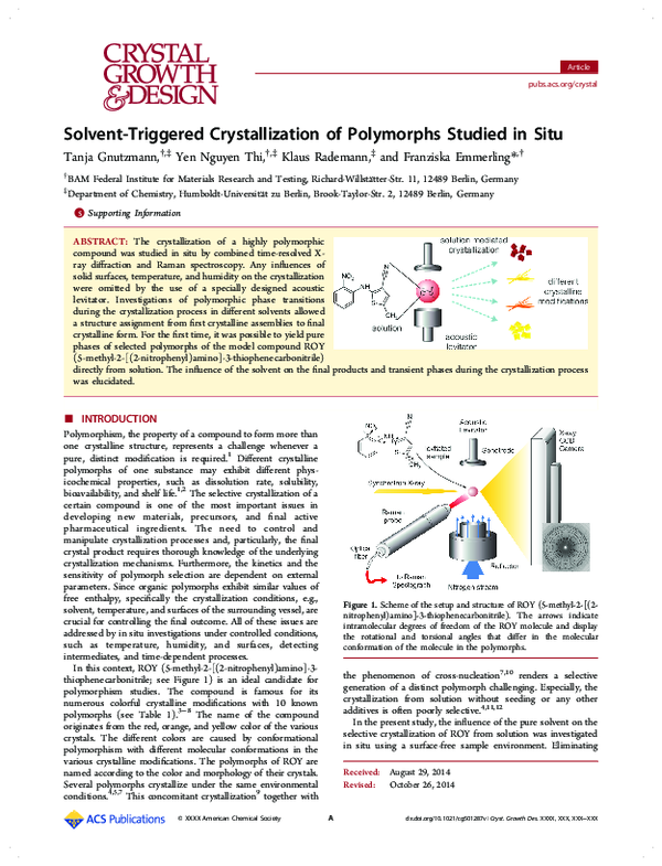 (PDF) Solvent-Triggered Crystallization of Polymorphs Studied in Situ