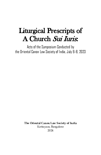 (PDF) LITURGICAL PRESCRIPTS OF A CHURCH SUI IURIS