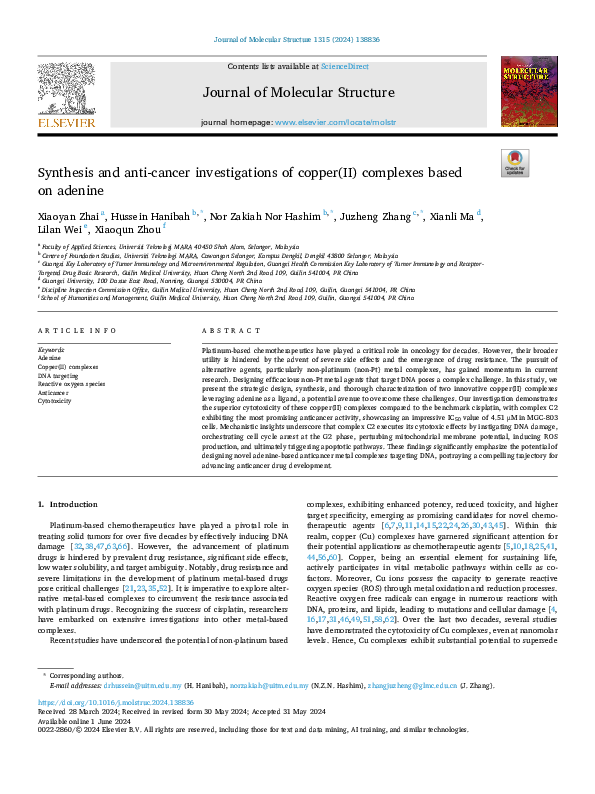 (PDF) Synthesis and Anti-Cancer Investigations of Novel Copper(II ...