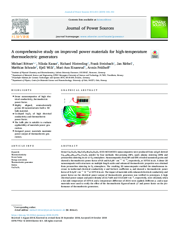(PDF) A comprehensive study on improved power materials for high ...