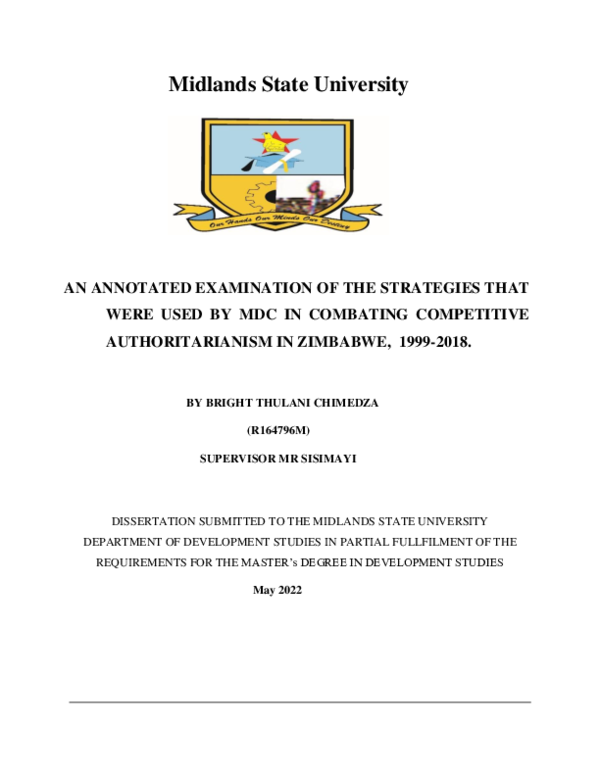 AN ANNOTATED EXAMINATION OF THE STRATEGIES THAT WERE USED BY MDC IN COMBATING COMPETITIVE AUTHORITARIANISM