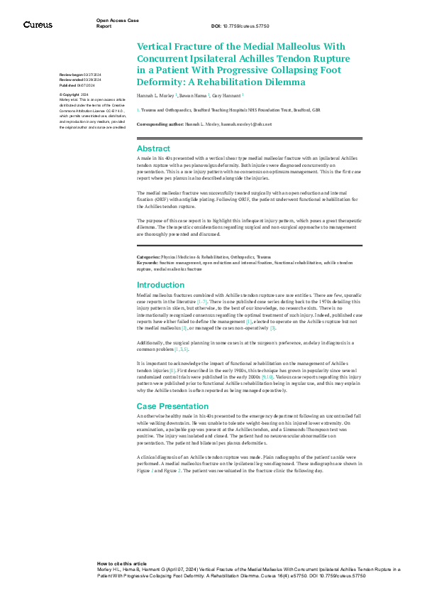(PDF) Vertical Fracture of the Medial Malleolus With Concurrent ...