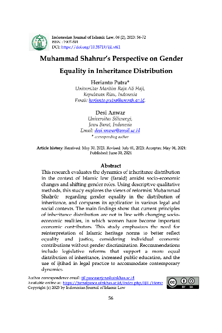 (PDF) Muhammad Shahrur’s Perspective on Gender Equality in Inheritance ...