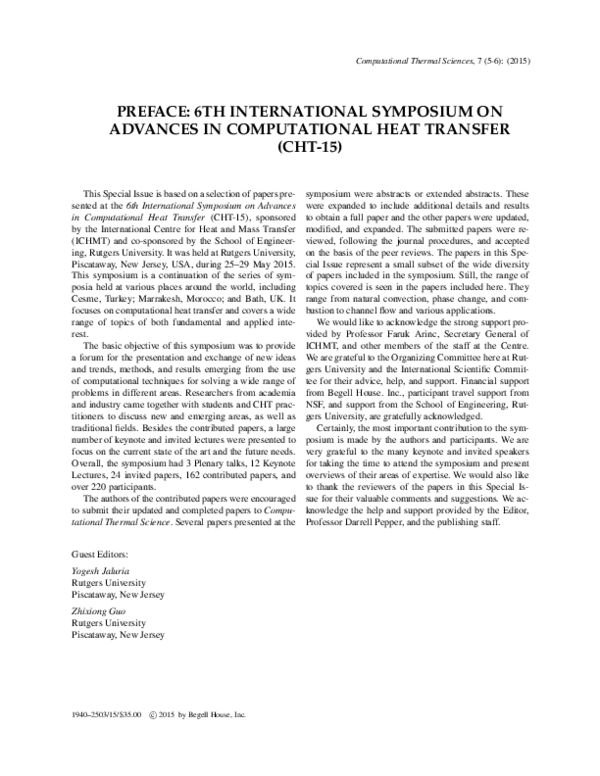 (PDF) Preface for the CTS Special Issue: CHT'15 Advances in ...