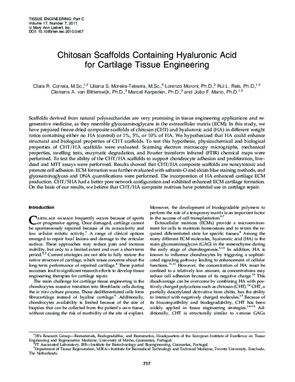 (PDF) Chitosan Scaffolds Containing Hyaluronic Acid for Cartilage ...