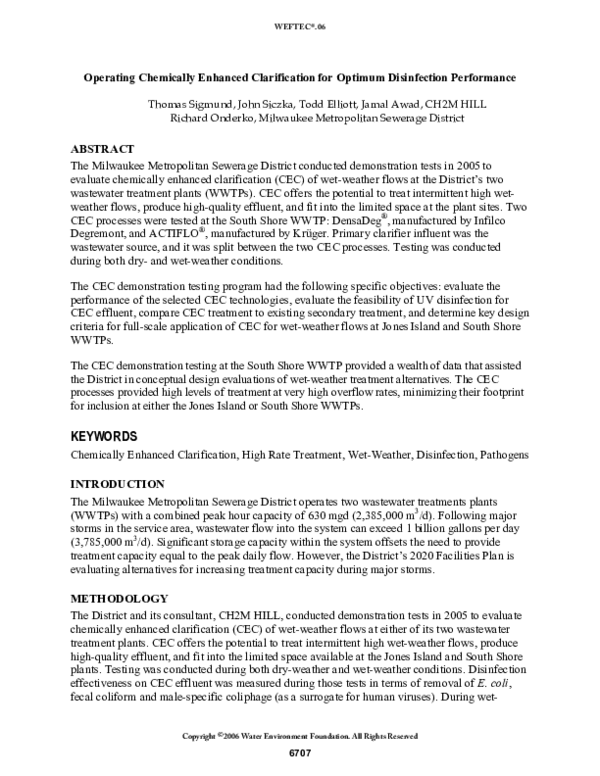 (PDF) Operating Chemically Enhanced Clarification for Optimum ...
