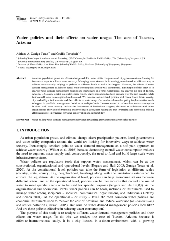 (PDF) Water policies and their effects on water usage: The case of ...