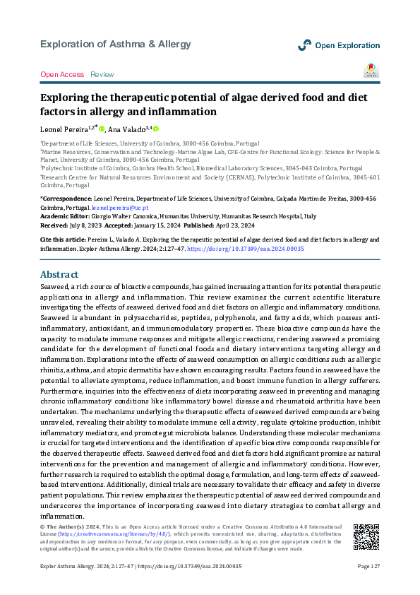 (PDF) Exploring the therapeutic potential of algae derived food and ...