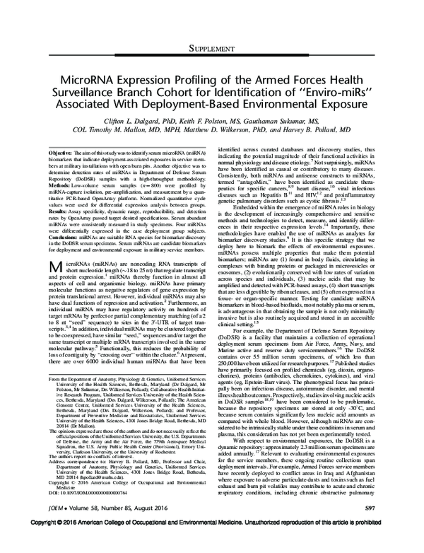 (PDF) MicroRNA Expression Profiling of the Armed Forces Health ...