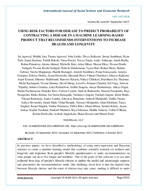 (PDF) Using Risk Factors for Disease to Predict Probability of ...