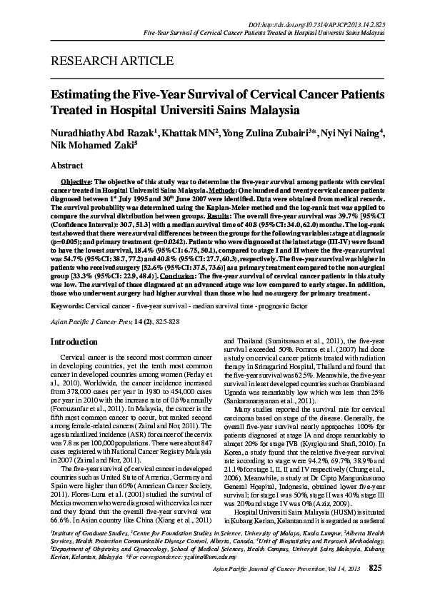 (PDF) Estimating the Five-Year Survival of Cervical Cancer Patients ...