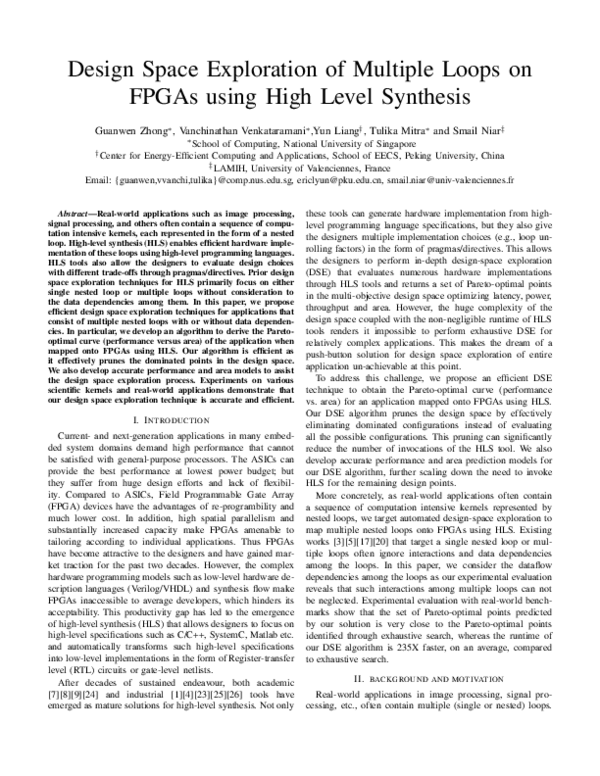 (PDF) Design space exploration of multiple loops on FPGAs using high ...
