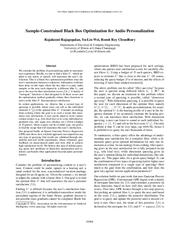 (PDF) Sample-Constrained Black Box Optimization for Audio Personalization