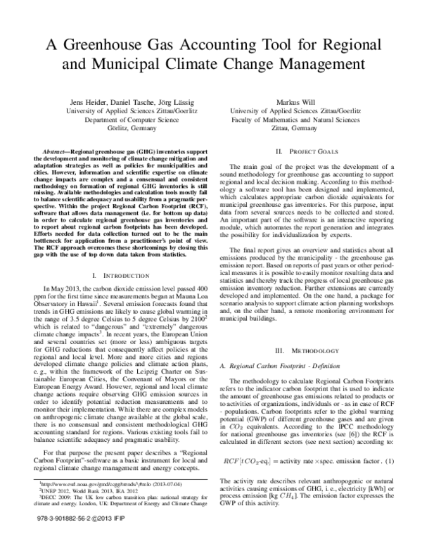 (PDF) A greenhouse gas accounting tool for regional and municipal ...