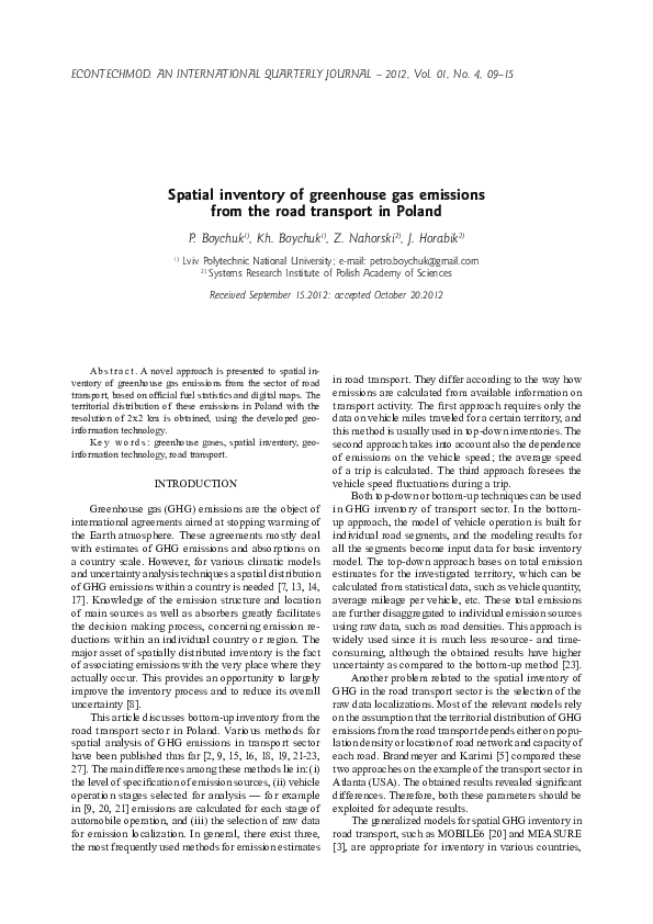 (PDF) Spatial inventory of greenhouse gas emissions from the road ...