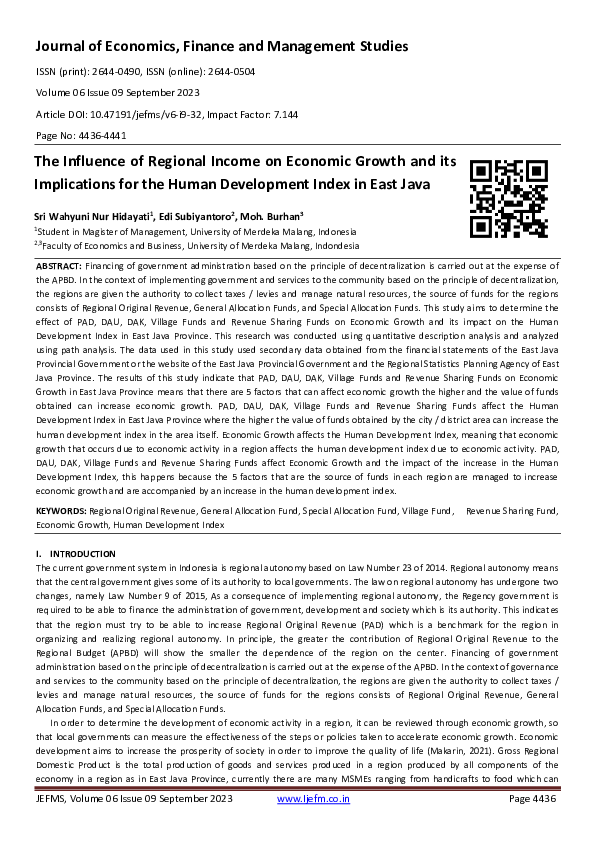(PDF) The Influence of Regional Income on Economic Growth and its ...