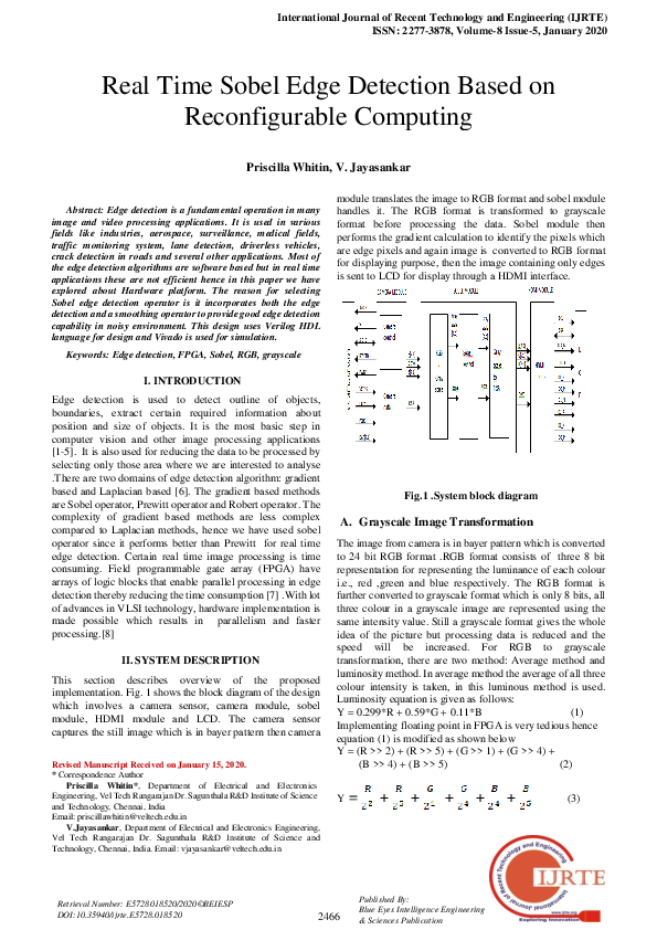 (PDF) Real Time Sobel Edge Detection Based on Reconfigurable Computing