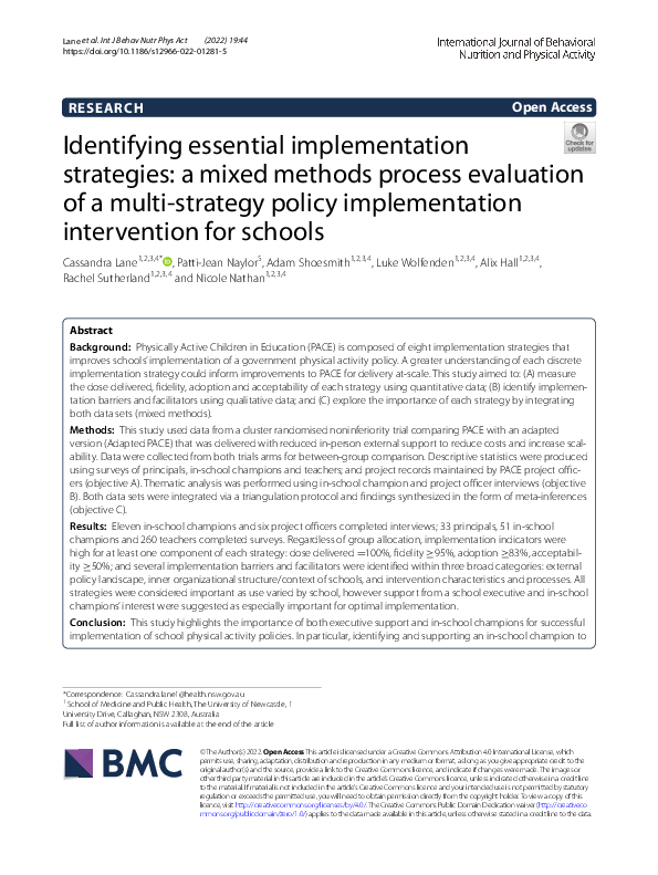 (PDF) Identifying essential implementation strategies: a mixed methods ...