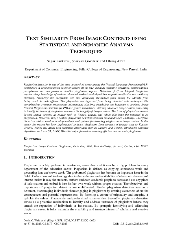 (PDF) Text Similarity From Image Contentsusing Statistical and Semantic ...