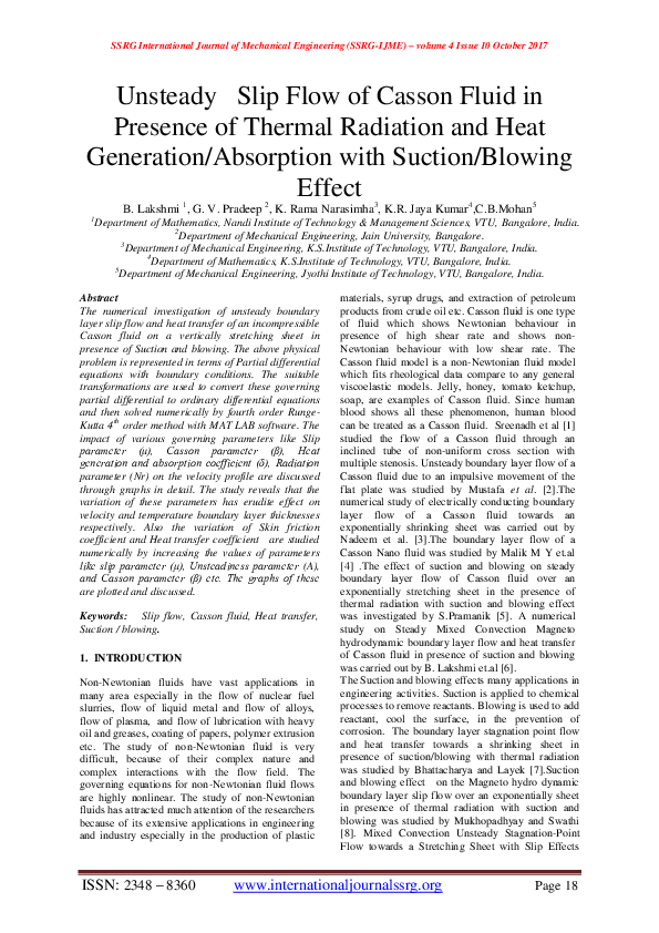 (PDF) Unsteady Slip Flow of Casson Fluid in Presence of Thermal ...