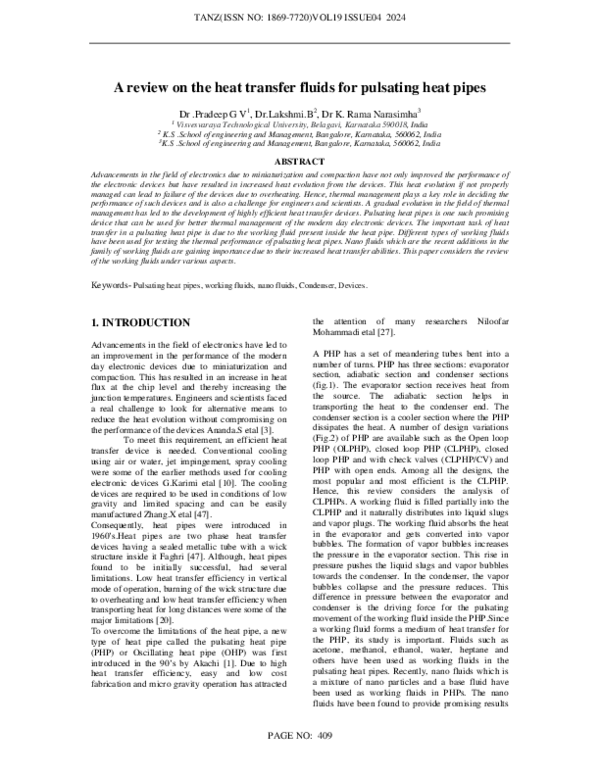 (PDF) A review on the heat transfer fluids for pulsating heat pipes