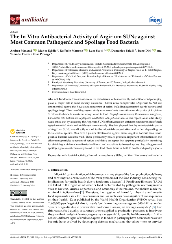 PDF) The In Vitro Antibacterial Activity of Argirium SUNc