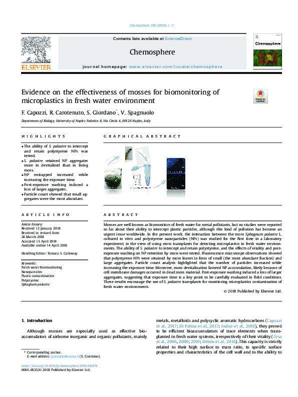 (PDF) Evidence on the effectiveness of mosses for biomonitoring of ...