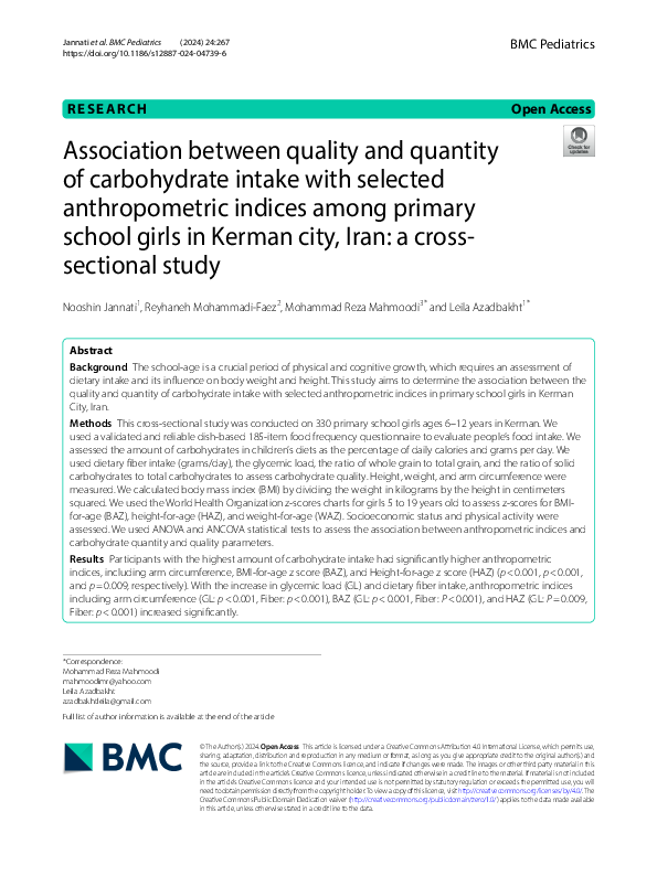(PDF) Association between quality and quantity of carbohydrate intake ...