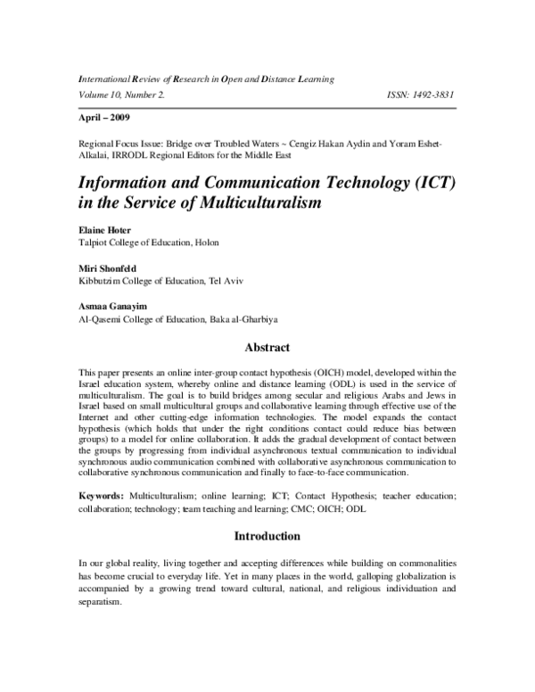 (PDF) Information and Communication Technology (ICT) in the Service of ...