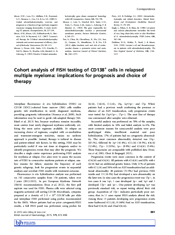 (PDF) Cohort Analysis of FISH Testing of CD138+ Cells in Relapsed ...