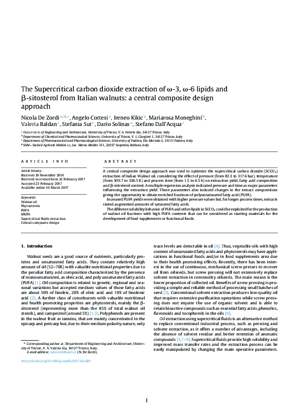 (PDF) The Supercritical carbon dioxide extraction of ω-3, ω-6 lipids ...