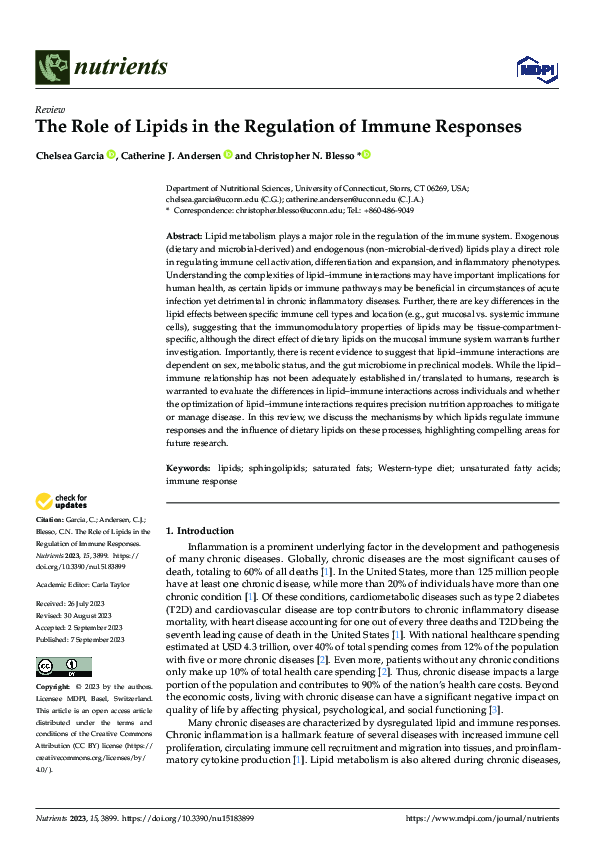 (PDF) The Role of Lipids in the Regulation of Immune Responses