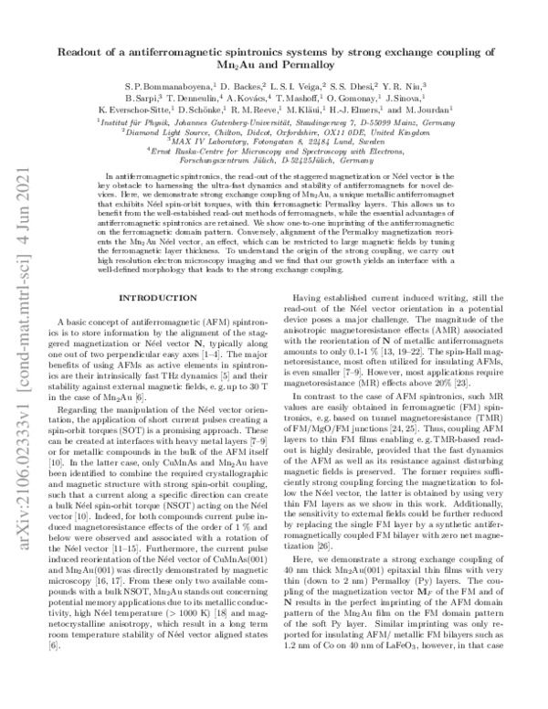 (PDF) Readout of a antiferromagnetic spintronics systems by strong ...