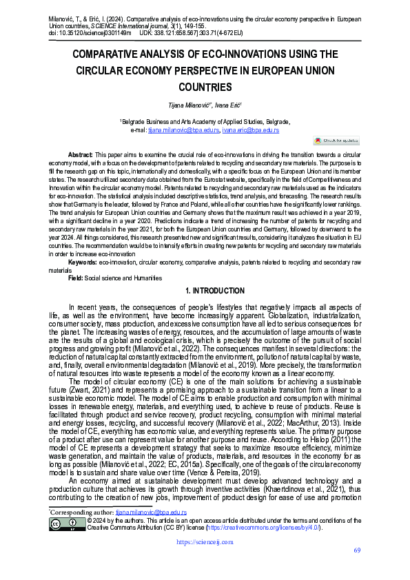 (PDF) Comparative Analysis of Eco-Innovations Using the Circular ...