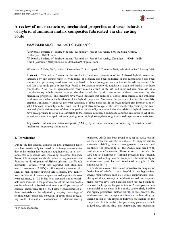 (PDF) A review of microstructure, mechanical properties and wear ...