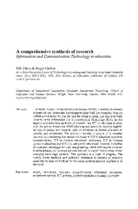 (PDF) A comprehensive synthesis of research