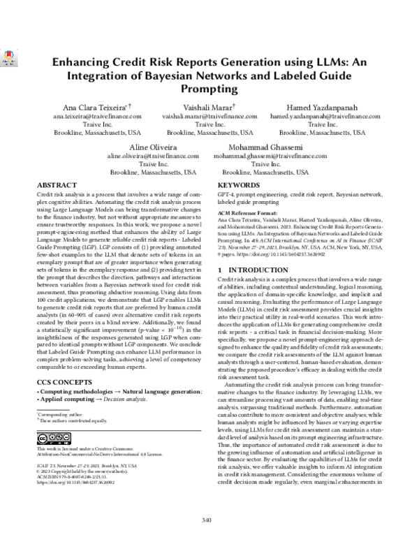 (PDF) Enhancing Credit Risk Reports Generation using LLMs: An ...