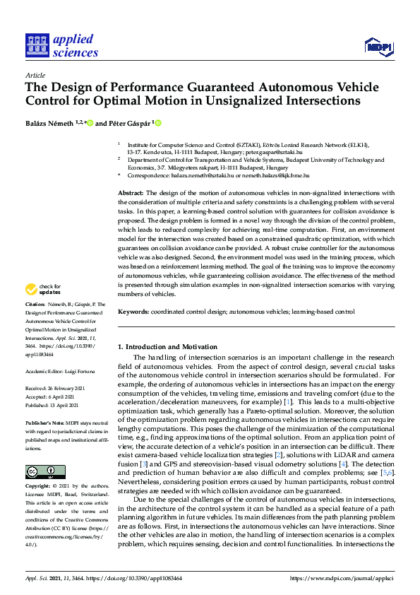 (PDF) The Design of Performance Guaranteed Autonomous Vehicle Control ...