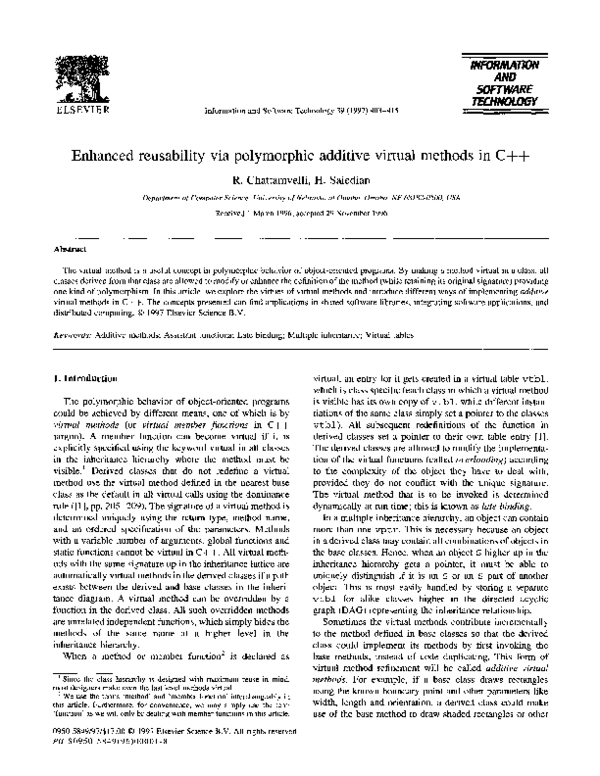 (PDF) Enhanced reusability via polymorphic additive virtual methods in C++