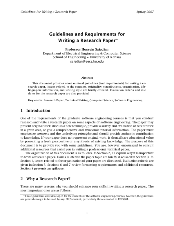 (PDF) Guidelines and Requirements for Writing a Research Paper