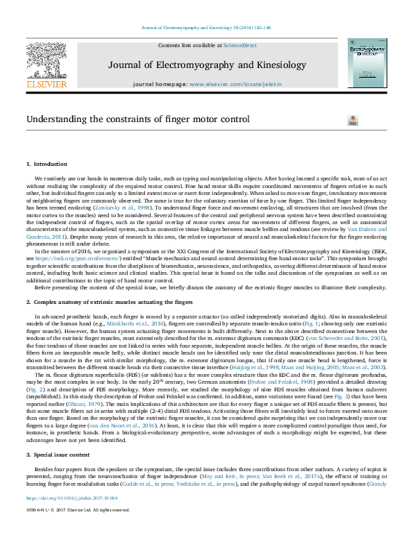 (PDF) Understanding the constraints of finger motor control
