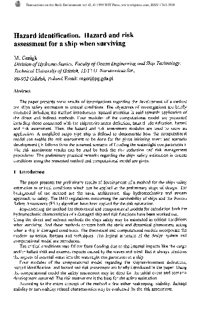 (PDF) Hazard Identification. Hazard And RiskAssessment For A Ship When ...