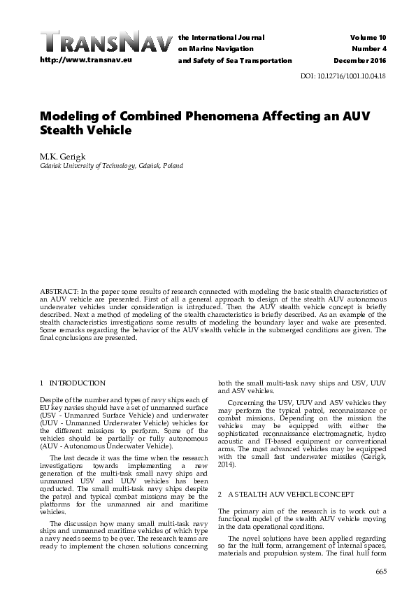 (PDF) Modeling of Combined Phenomena Affecting an AUV Stealth Vehicle
