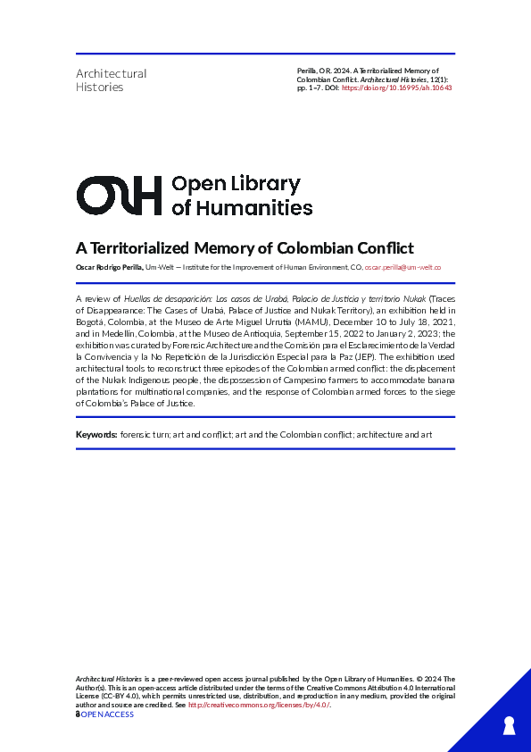 (PDF) A Territorialized Memory of Colombian Conflict