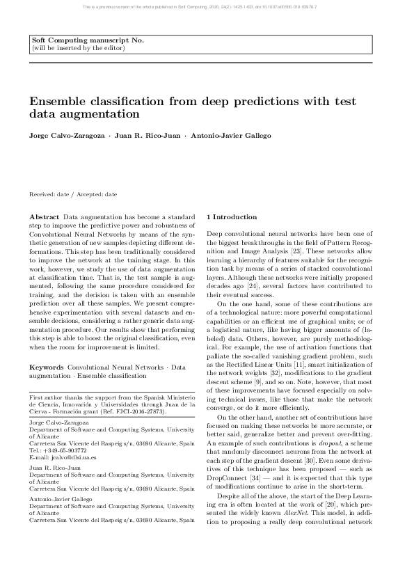 (PDF) Ensemble classification from deep predictions with test data ...