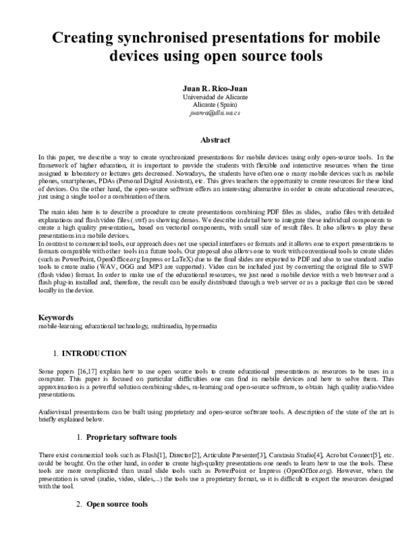 (PDF) Creating Synchronized Presentations for Mobile Devices Using Open ...