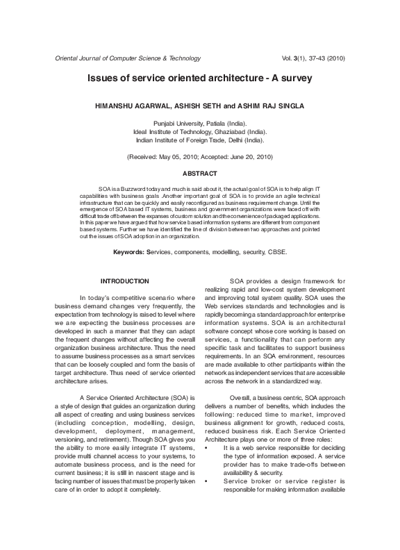 (PDF) Issues of service oriented architecture - A survey